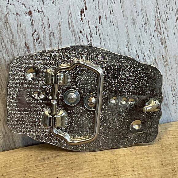 Western Bull‎ Riding Belt Buckle Ladies Bull Riding Goldtone on Silvertone - Picture 4 of 6